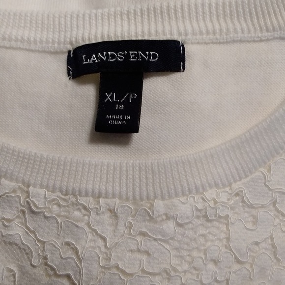 Lands' End Supima Cotton Lace Pullover Sweater - Picture 5 of 6